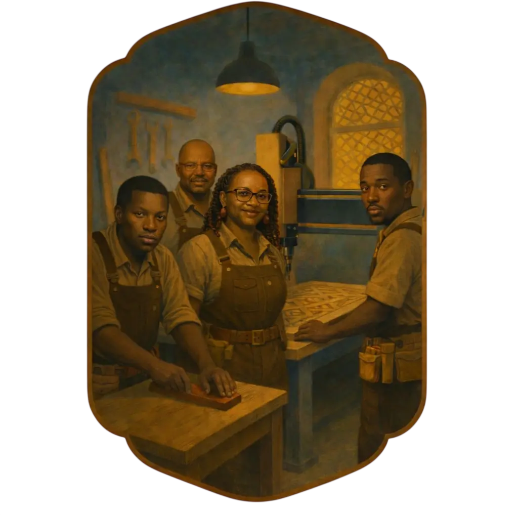 Leewood workshop artisans crafting furniture